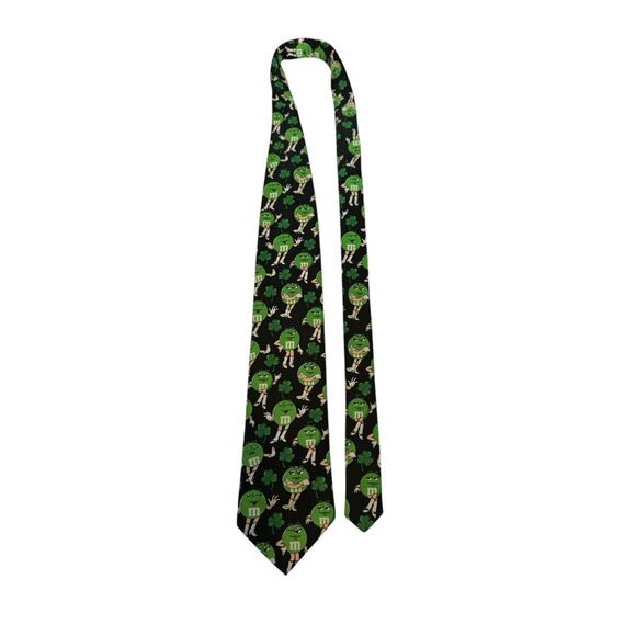 M&M Candy Brand St. Patrick's Day Lucky Men's Necktie Green Novelty - Picture 2 of 7
